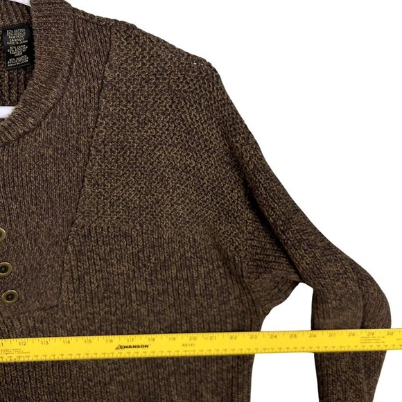 VTG Redhead Mens L Textured Henley Sweater Chocolate Heavyweight Chunky Timeless - Picture 9 of 16